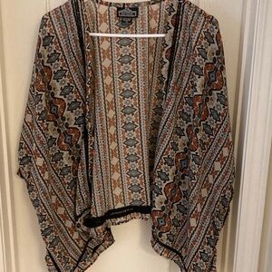 Multicolor Geometric Women's Poncho
